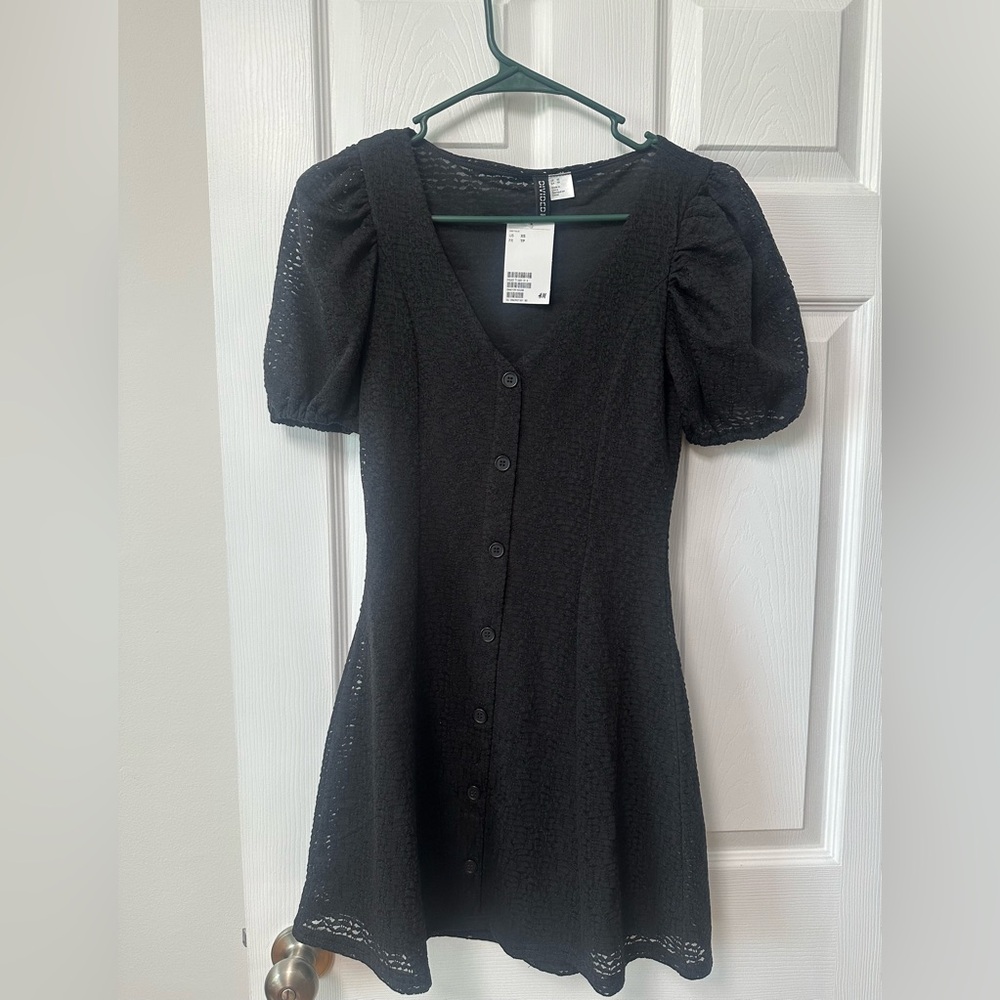 H&M Black Puff Sleeve Mini Sundress